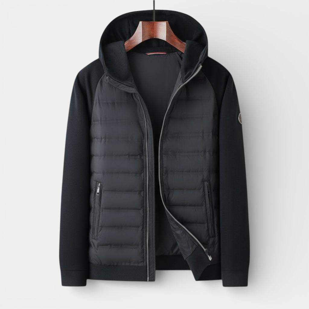Quilted Hooded Zip-Up Bomber Jacket for Men
