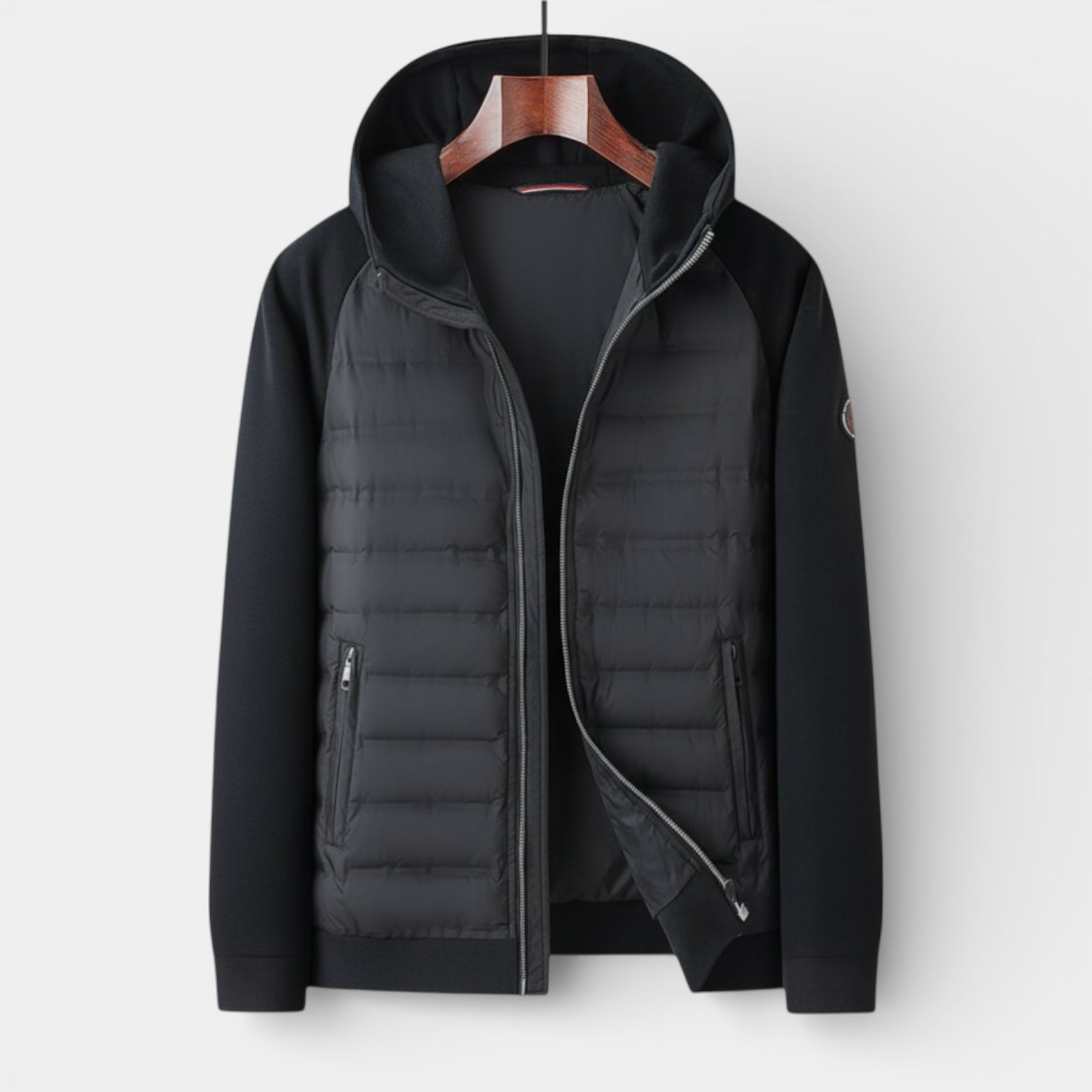 Quilted Hooded Zip-Up Bomber Jacket for Men