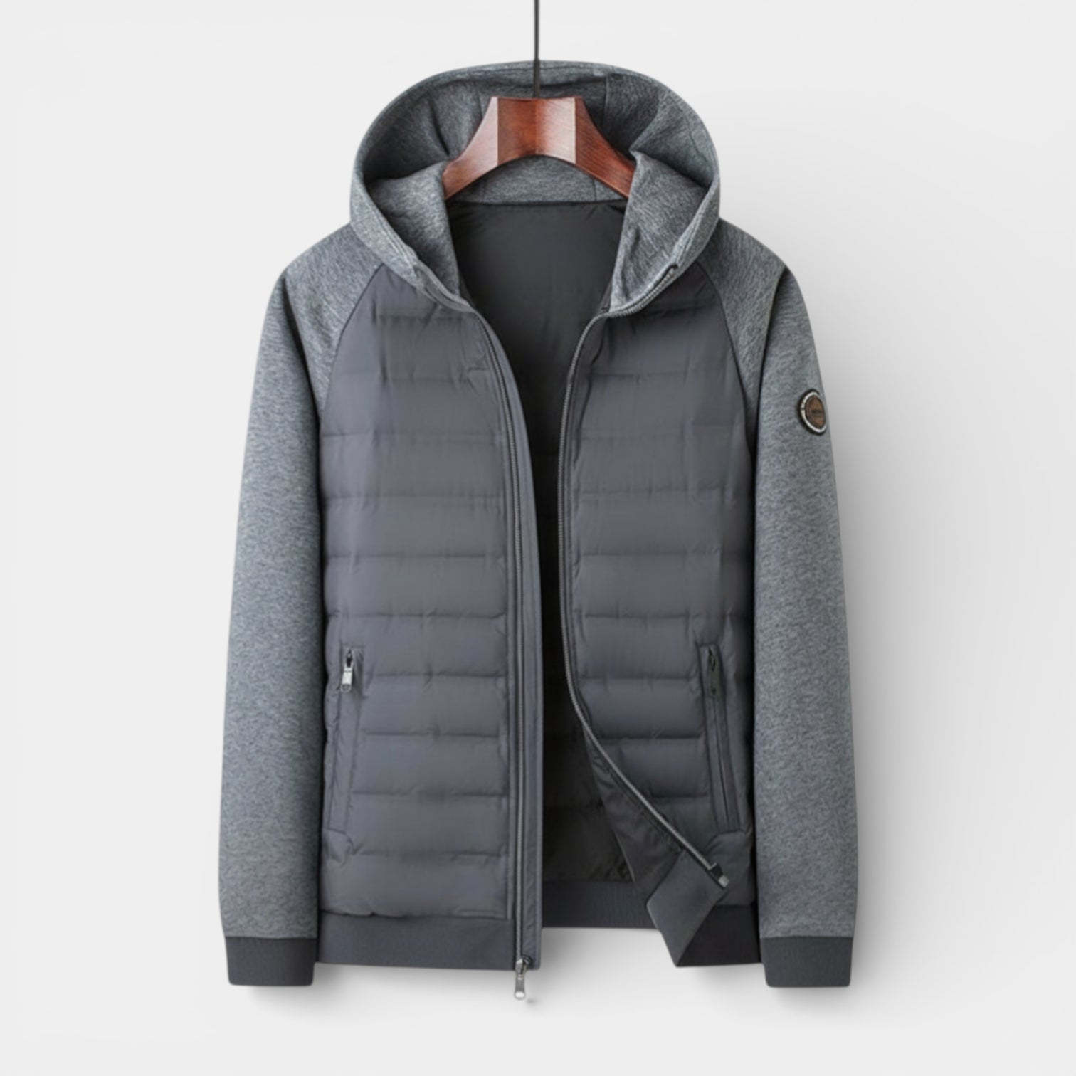 Quilted Hooded Zip-Up Bomber Jacket for Men