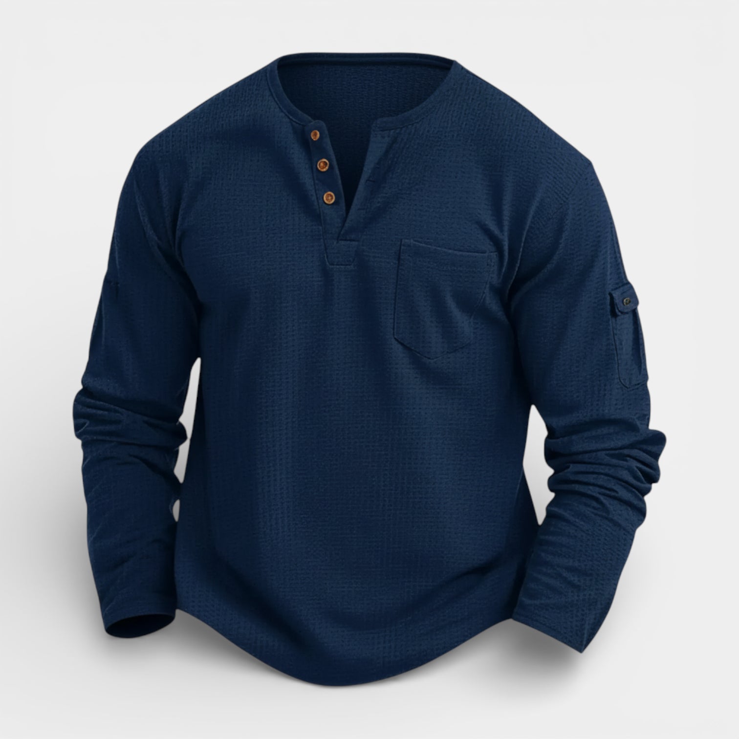 Long Sleeve Knit Henley Shirt Regular Fit for Men