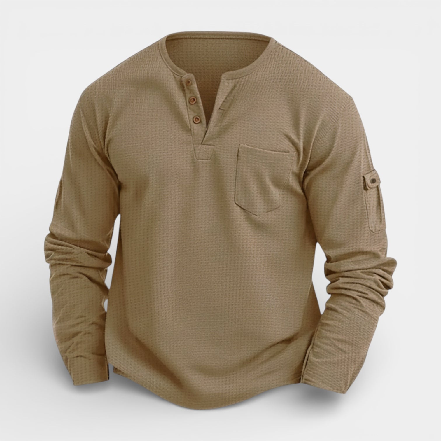 Long Sleeve Knit Henley Shirt Regular Fit for Men