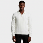 Quarter-Zip Textured Cable Knit Pullover for Men