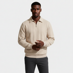 Quarter-Zip Textured Cable Knit Pullover for Men