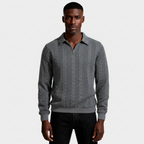 Quarter-Zip Textured Cable Knit Pullover for Men