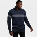 Quarter-Zip Knit Sweater Contrast Stripe Regular Fit for Men