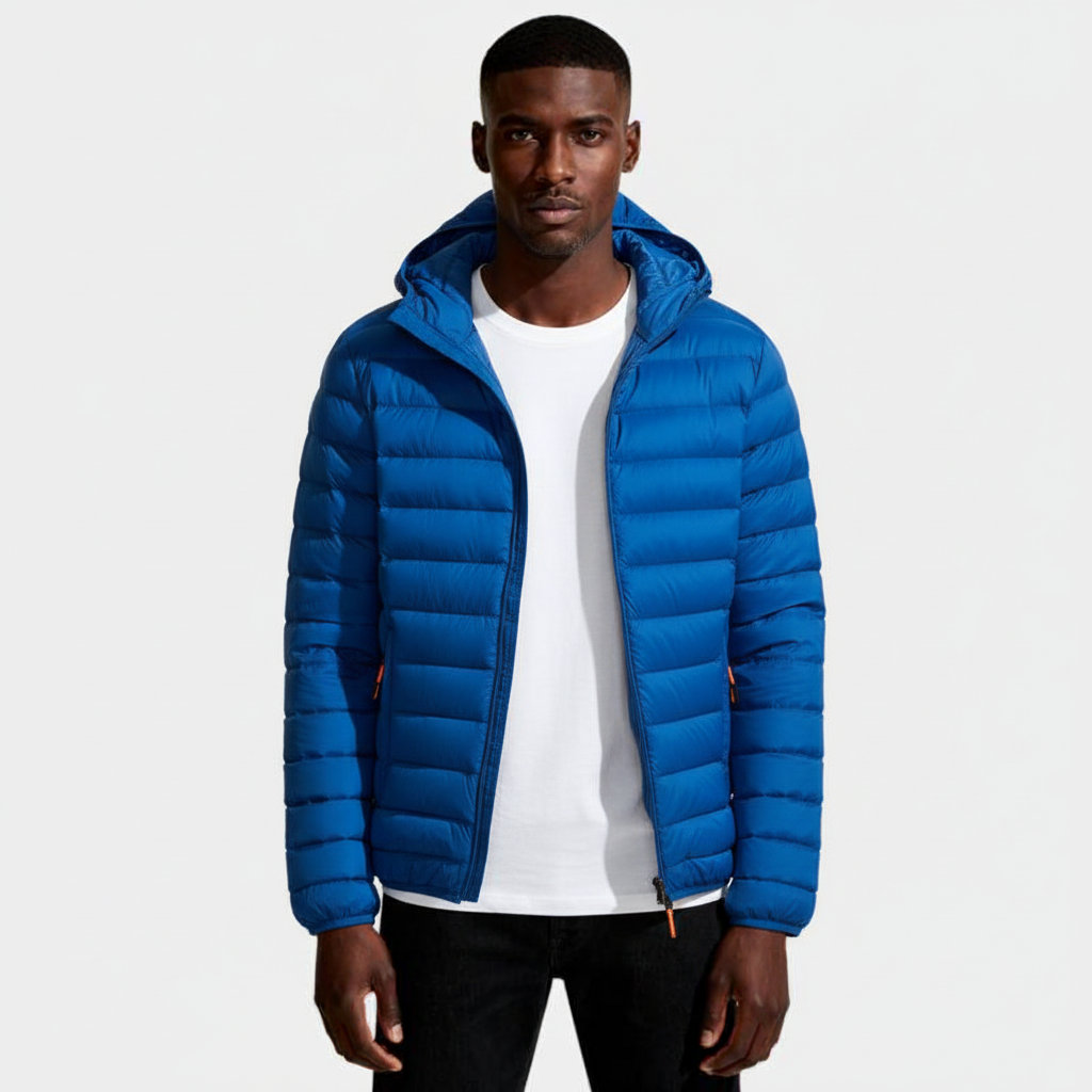 Hooded Quilted Jacket Lightweight Padded for Men