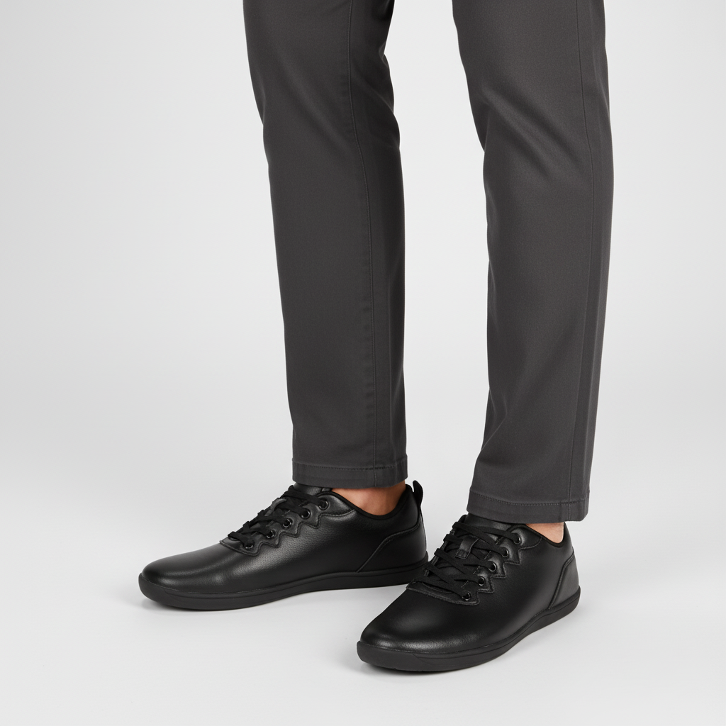 Low-Top Lace-Up Sneakers Smooth Upper Slim for Men
