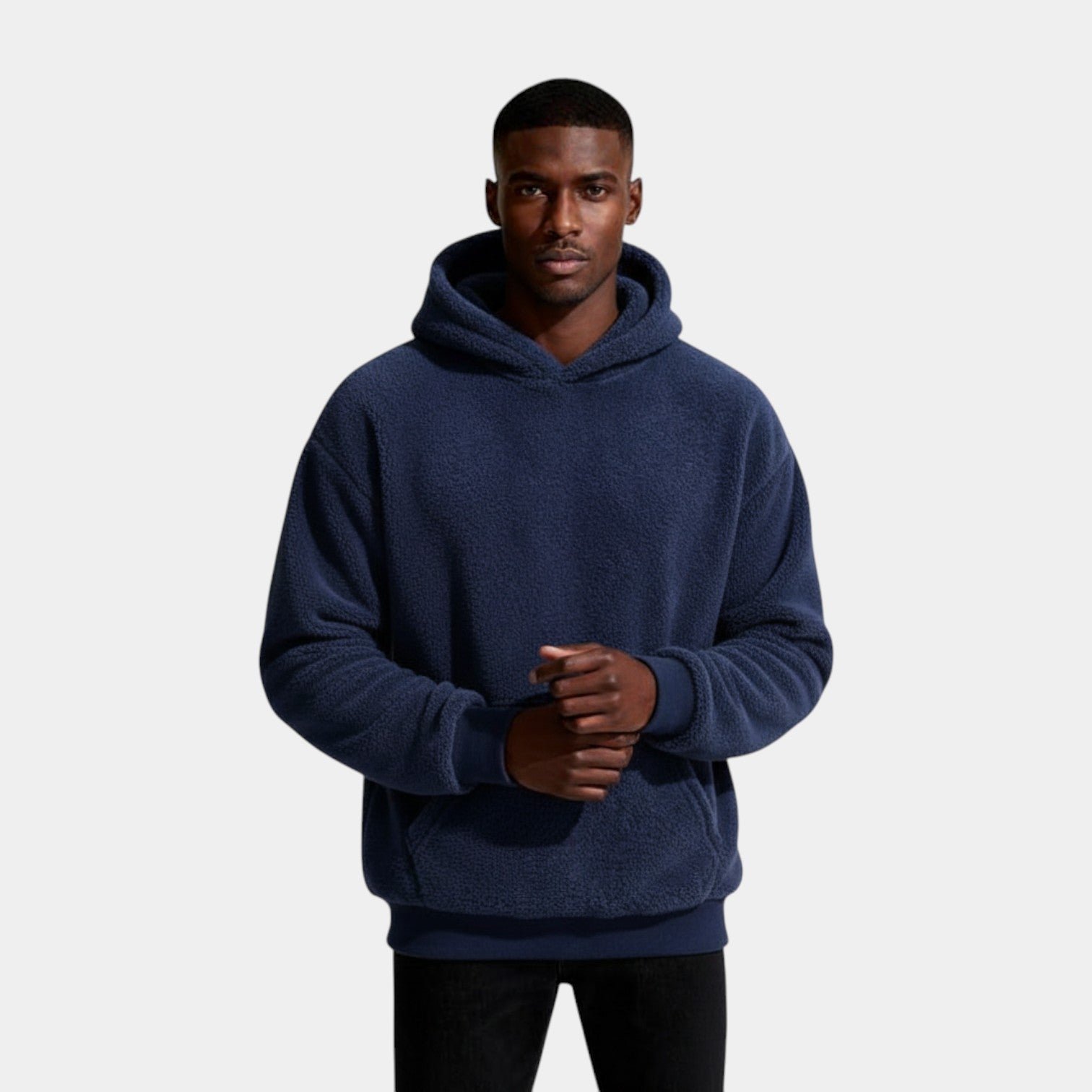 Fleece Pullover Hoodie Relaxed Fit for Men