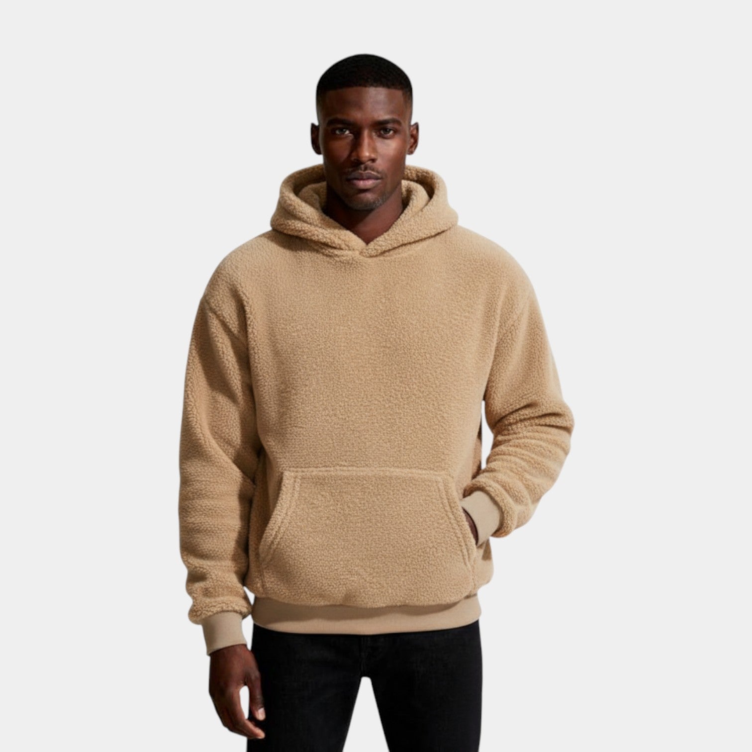 Fleece Pullover Hoodie Relaxed Fit for Men