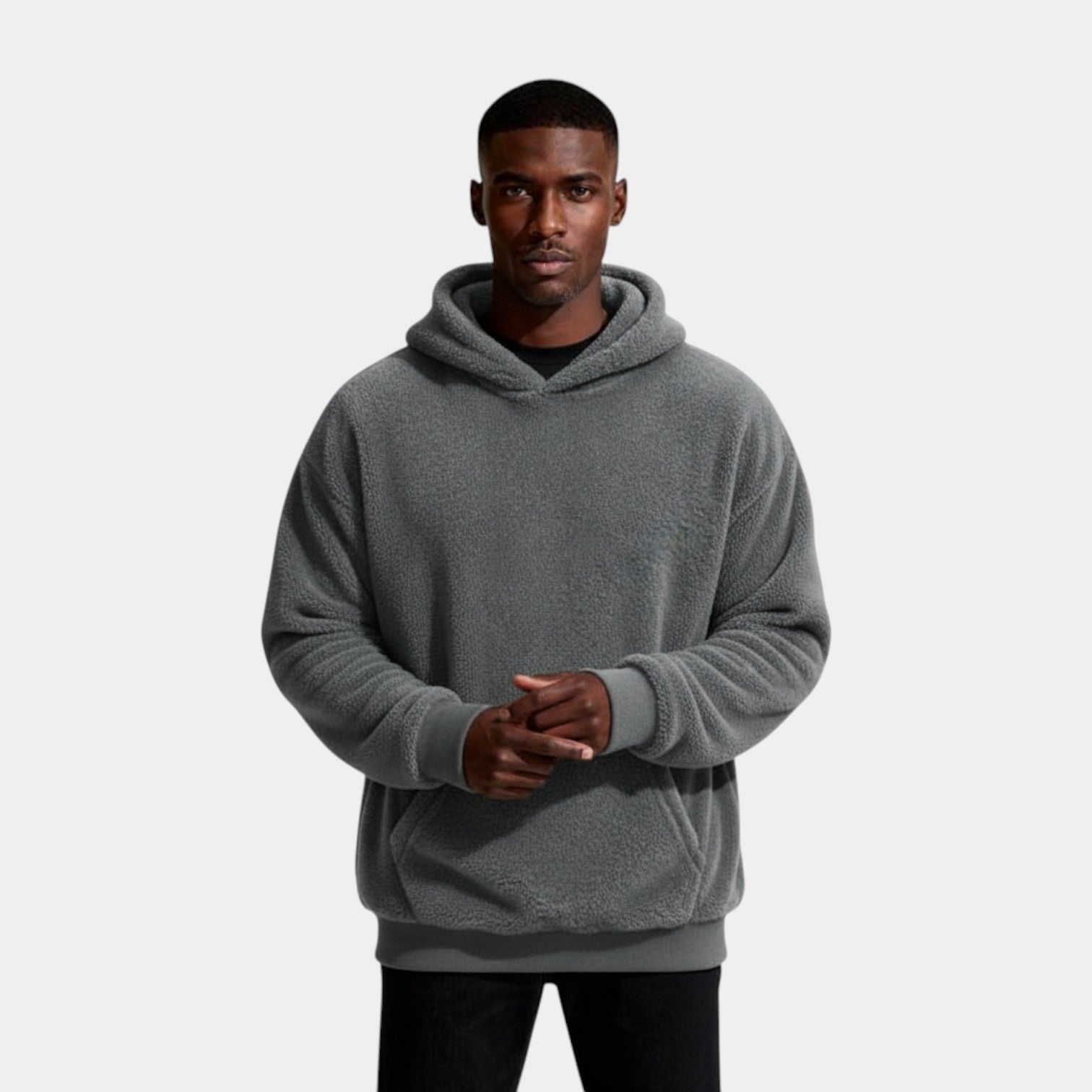 Fleece Pullover Hoodie Relaxed Fit for Men