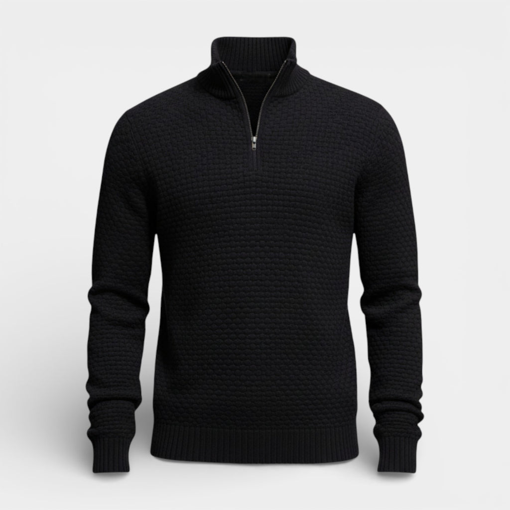 Half-Zip Textured Knit Sweater Regular Fit for Men