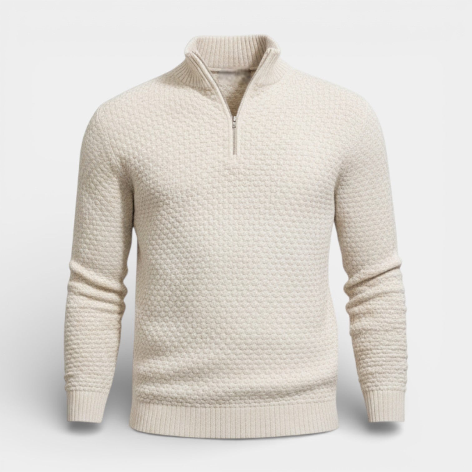 Half-Zip Textured Knit Sweater Regular Fit for Men