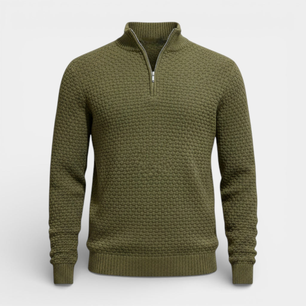 Half-Zip Textured Knit Sweater Regular Fit for Men