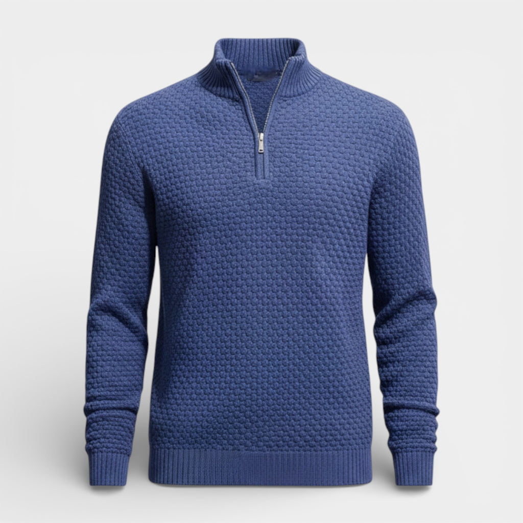 Half-Zip Textured Knit Sweater Regular Fit for Men