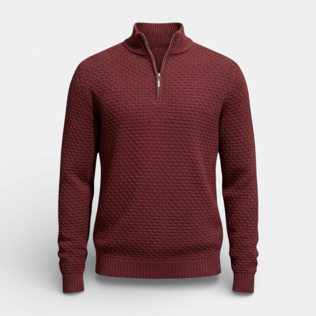 Half-Zip Textured Knit Sweater Regular Fit for Men