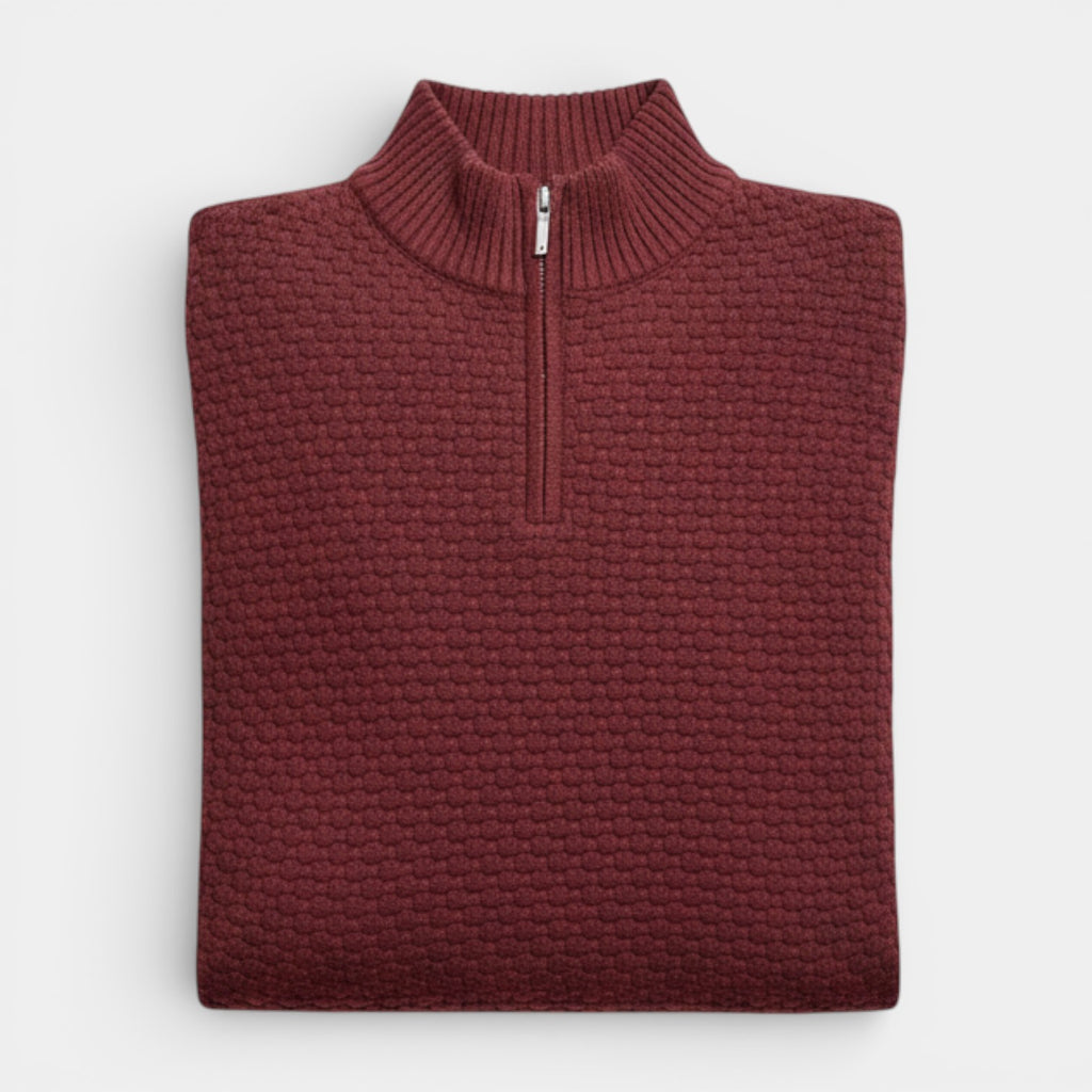 Half-Zip Textured Knit Sweater Regular Fit for Men
