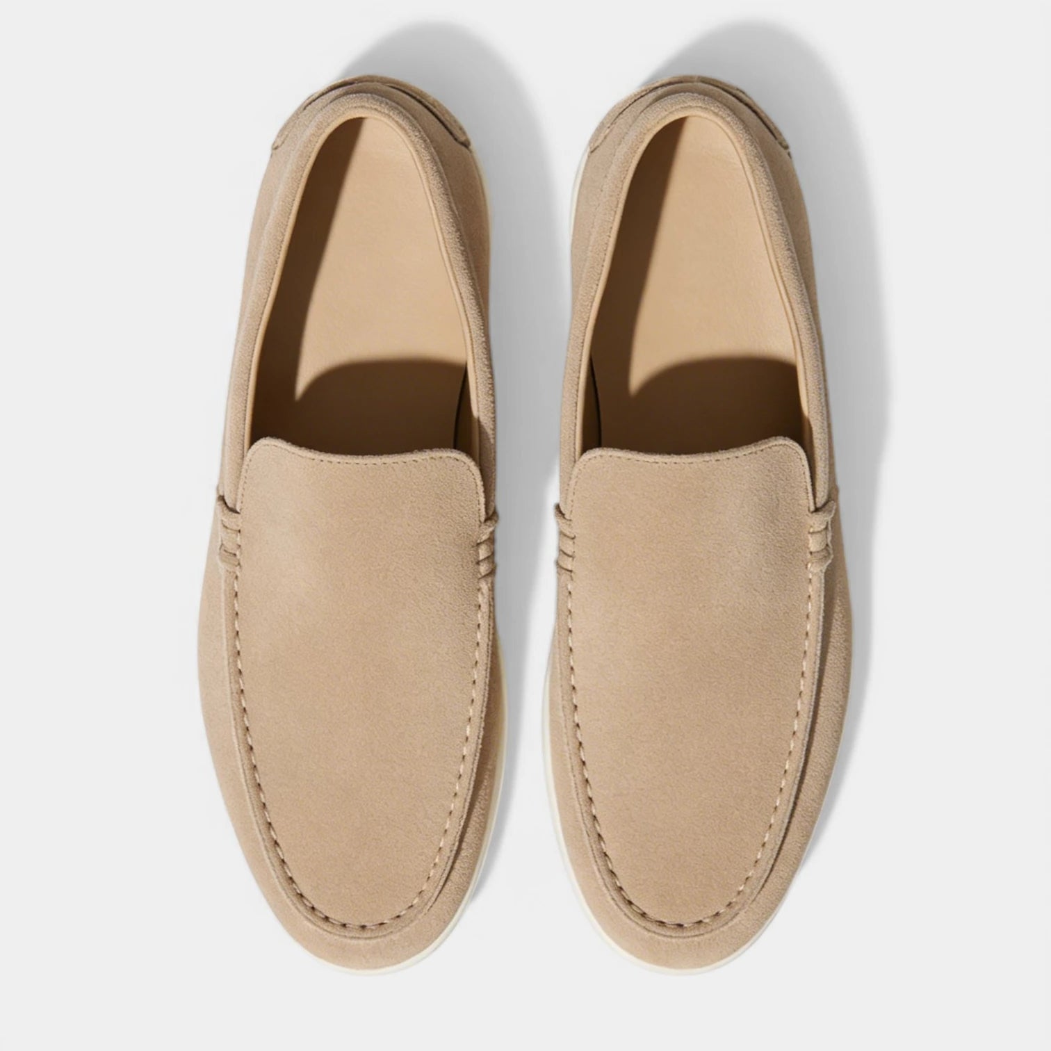 Suede Slip-On Moc Toe Loafers Laceless for Men