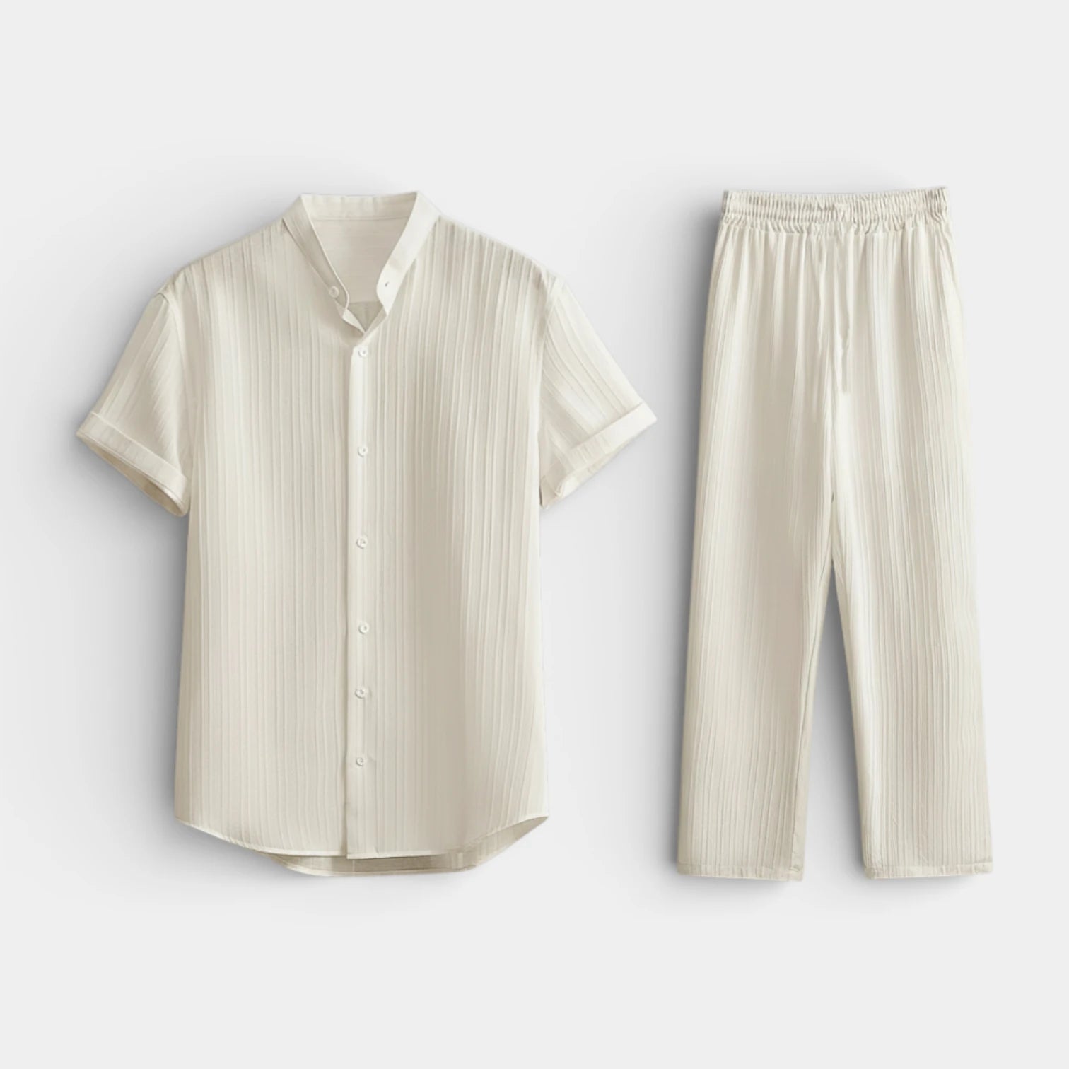 Button-Up Shirt Straight Leg Pants Two-Piece Set for Men