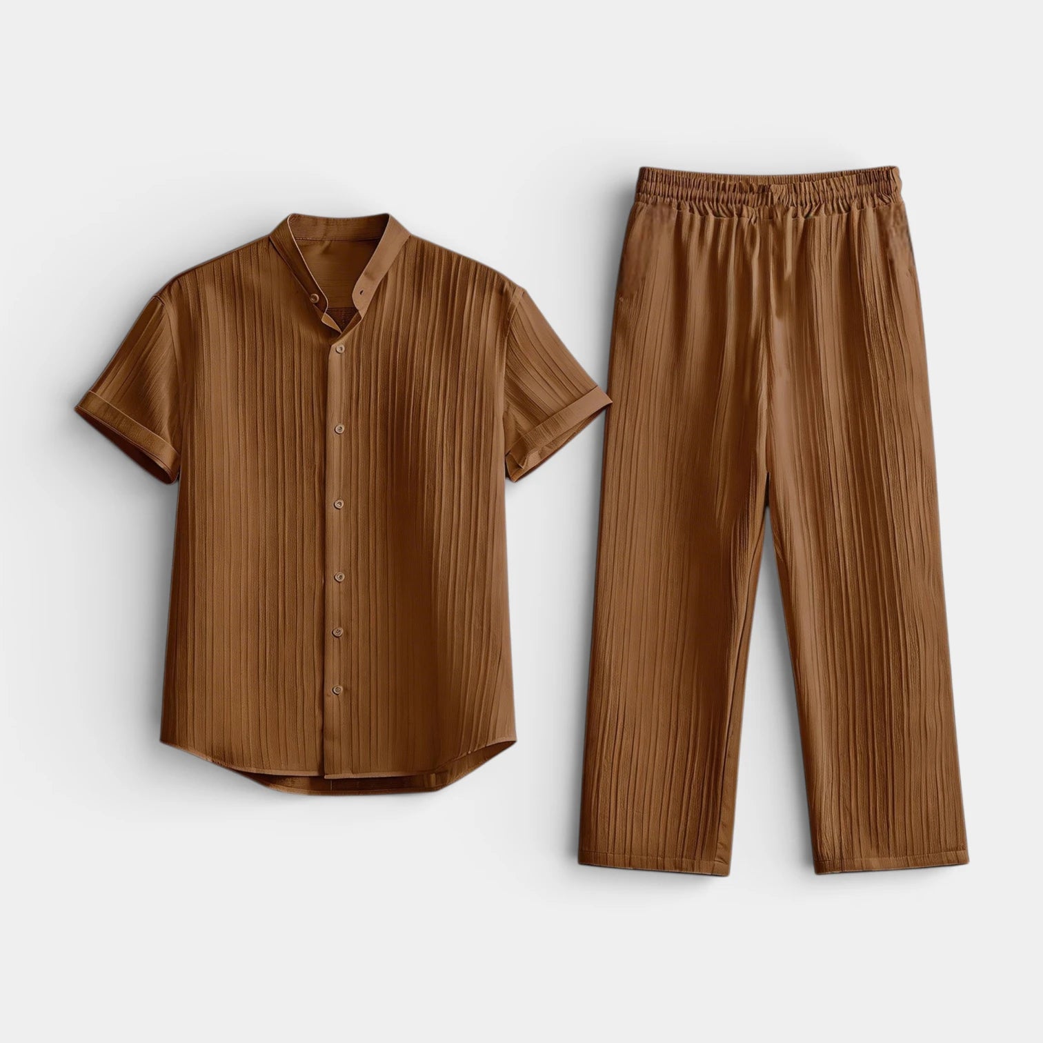 Button-Up Shirt Straight Leg Pants Two-Piece Set for Men