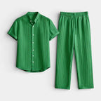 Button-Up Shirt Straight Leg Pants Two-Piece Set for Men