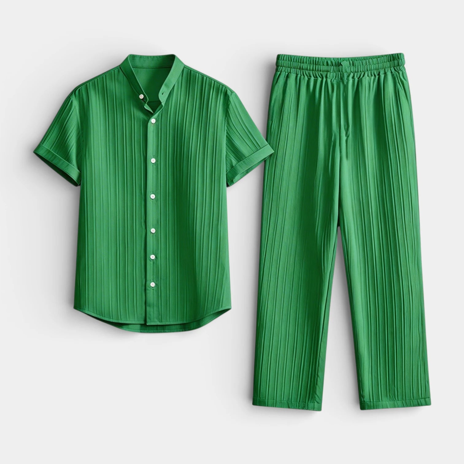 Button-Up Shirt Straight Leg Pants Two-Piece Set for Men