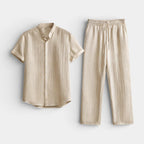 Button-Up Shirt Straight Leg Pants Two-Piece Set for Men