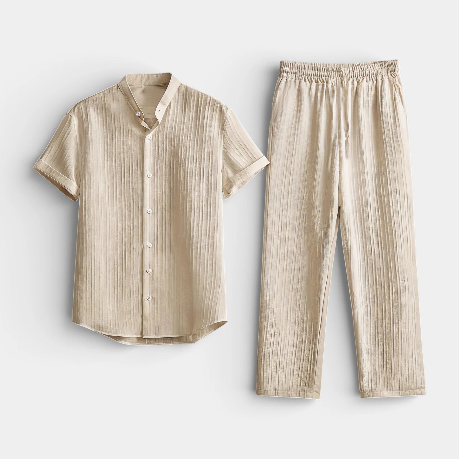 Button-Up Shirt Straight Leg Pants Two-Piece Set for Men