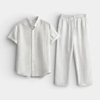 Button-Up Shirt Straight Leg Pants Two-Piece Set for Men
