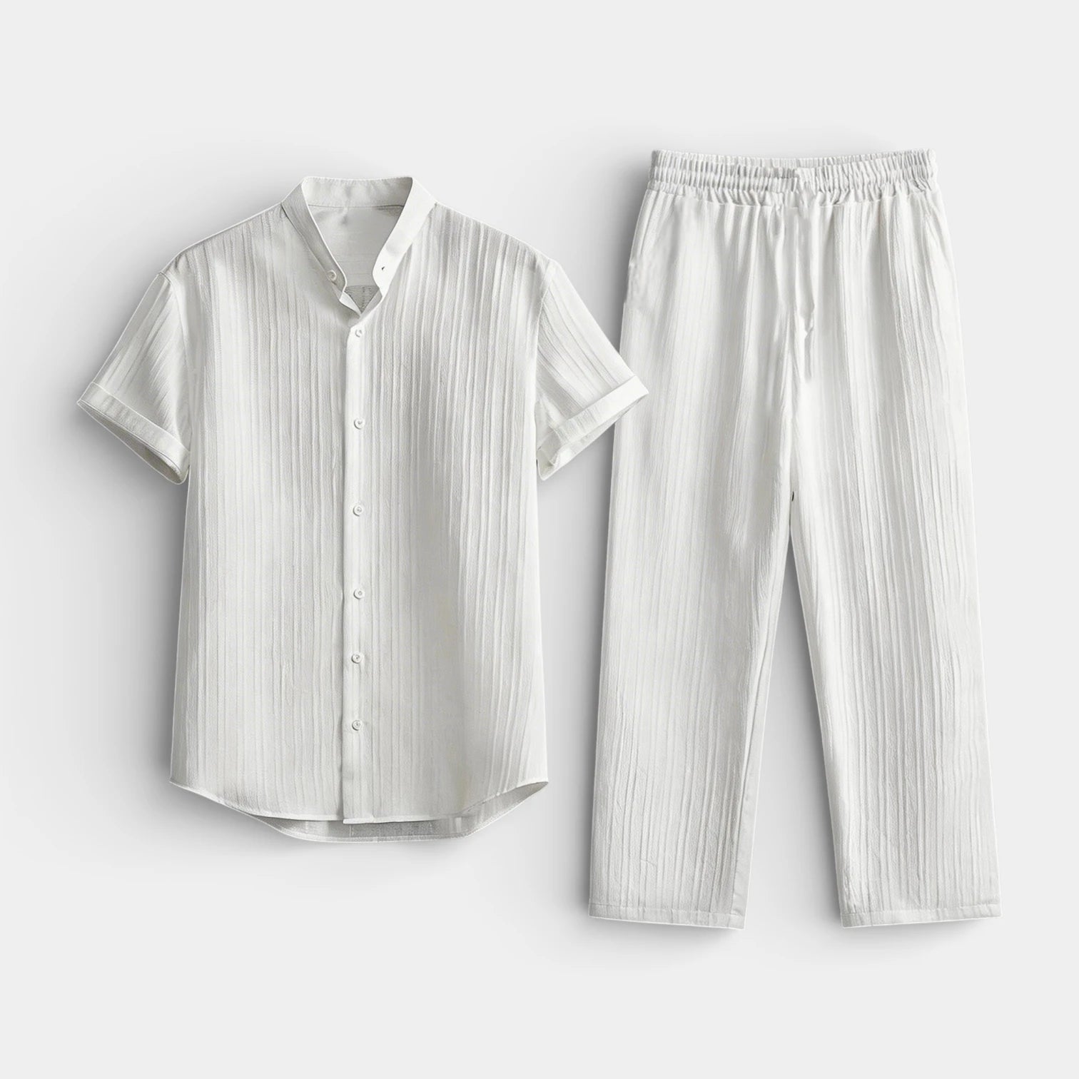 Button-Up Shirt Straight Leg Pants Two-Piece Set for Men
