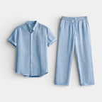 Button-Up Shirt Straight Leg Pants Two-Piece Set for Men