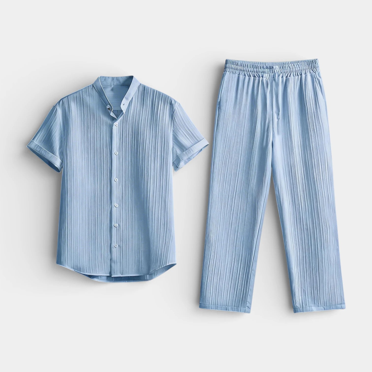 Button-Up Shirt Straight Leg Pants Two-Piece Set for Men