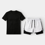 Athletic T-Shirt Layered Shorts Two-Piece Set for Men