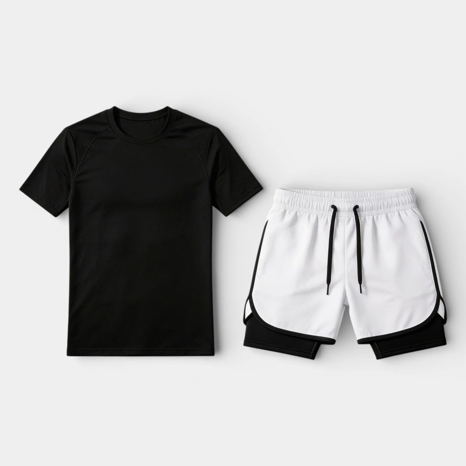 Athletic T-Shirt Drawstring Shorts Two-Piece Set for Men