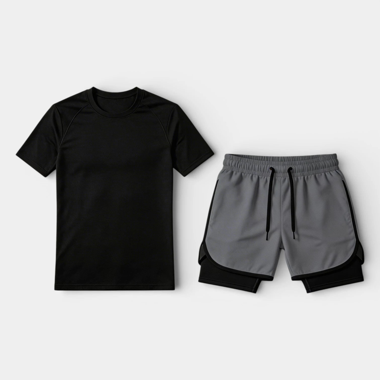 Athletic T-Shirt Drawstring Shorts Two-Piece Set for Men