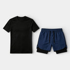 Athletic T-Shirt Drawstring Shorts Two-Piece Set for Men