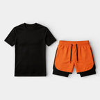 Athletic T-Shirt Drawstring Shorts Two-Piece Set for Men