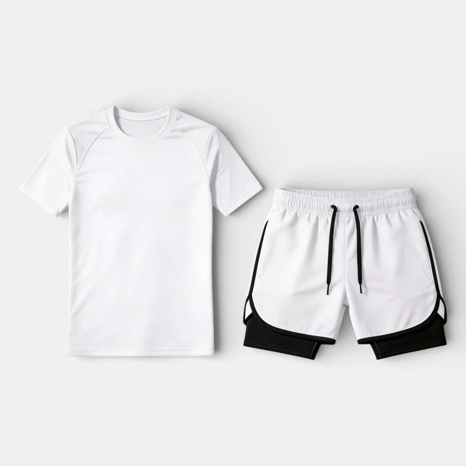 Athletic T-Shirt Drawstring Shorts Two-Piece Set for Men
