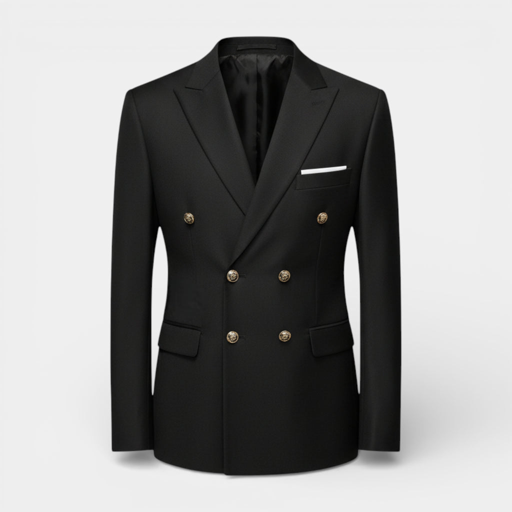 Double Breasted Suit Jacket Peak Lapel Regular Fit for Men