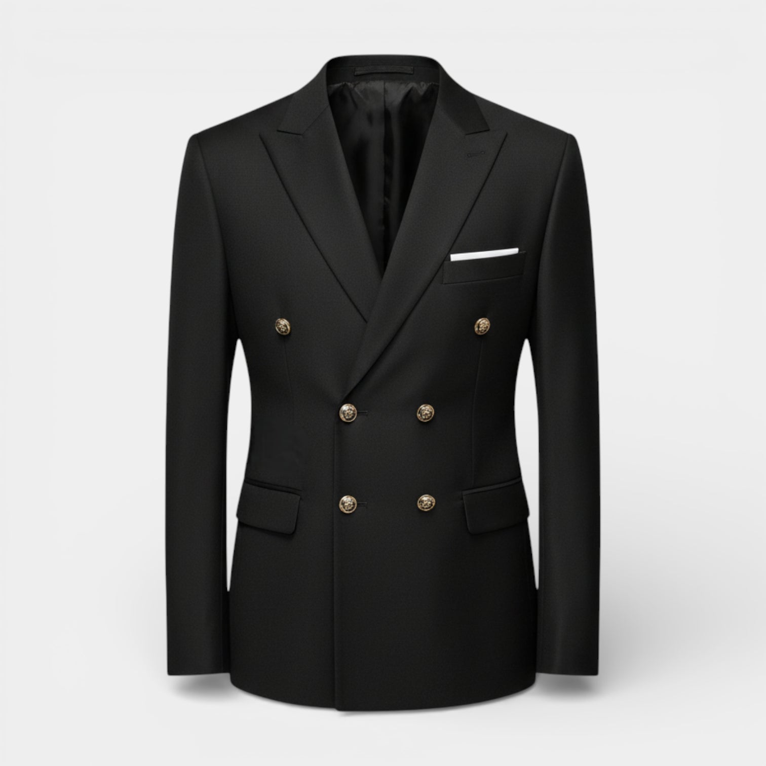 Double Breasted Suit Jacket Peak Lapel Regular Fit for Men