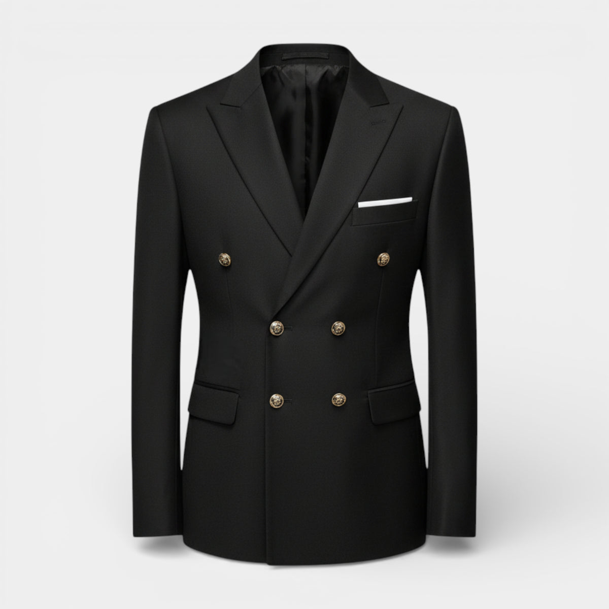 Double Breasted Suit Jacket Peak Lapel Regular Fit for Men