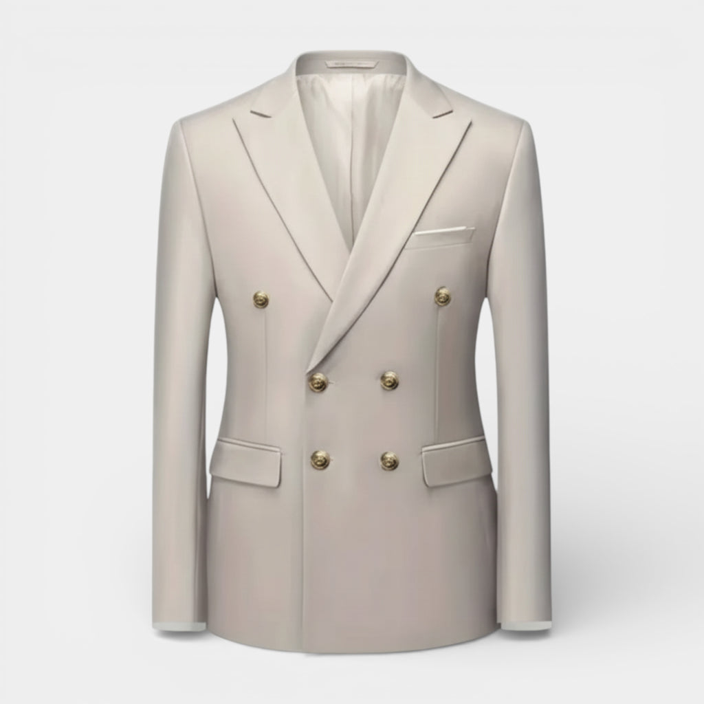 Double Breasted Suit Jacket Peak Lapel Regular Fit for Men