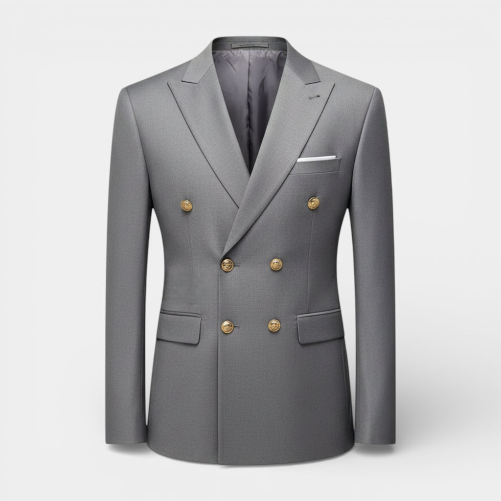Double Breasted Suit Jacket Peak Lapel Regular Fit for Men