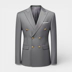 Double Breasted Suit Jacket Peak Lapel Regular Fit for Men