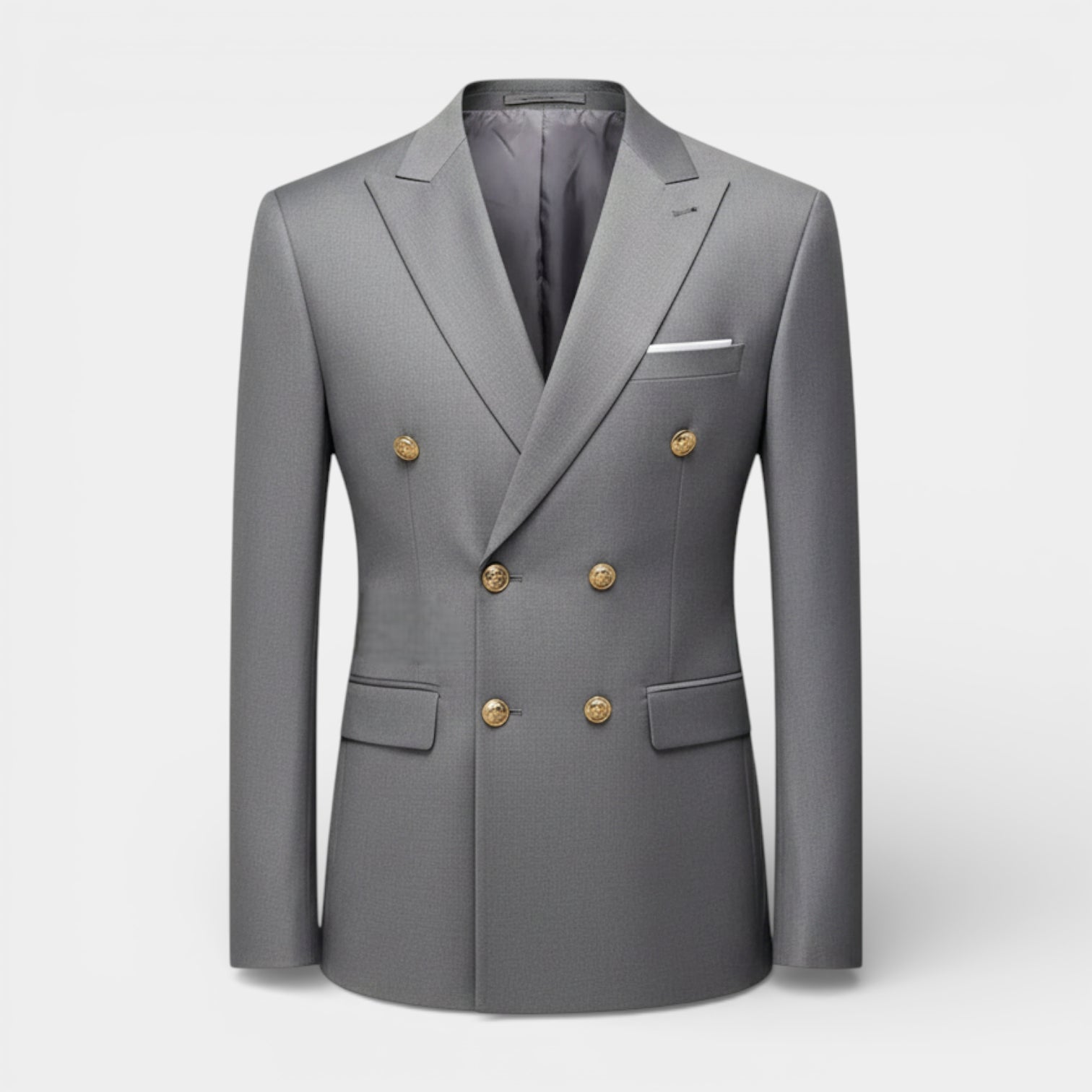Double Breasted Suit Jacket Peak Lapel Regular Fit for Men