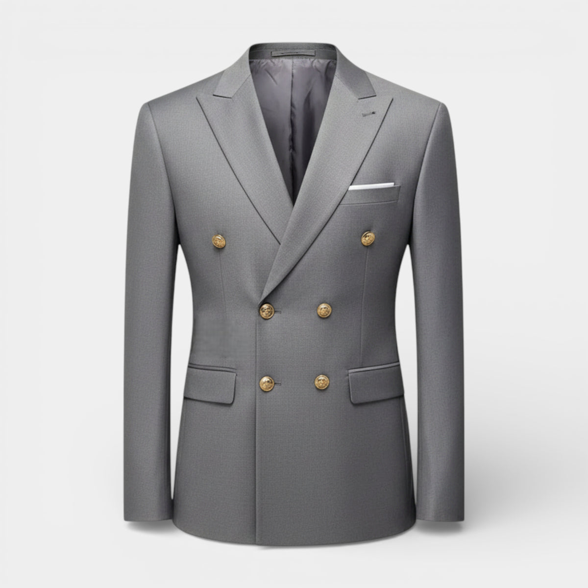 Double Breasted Suit Jacket Peak Lapel Regular Fit for Men