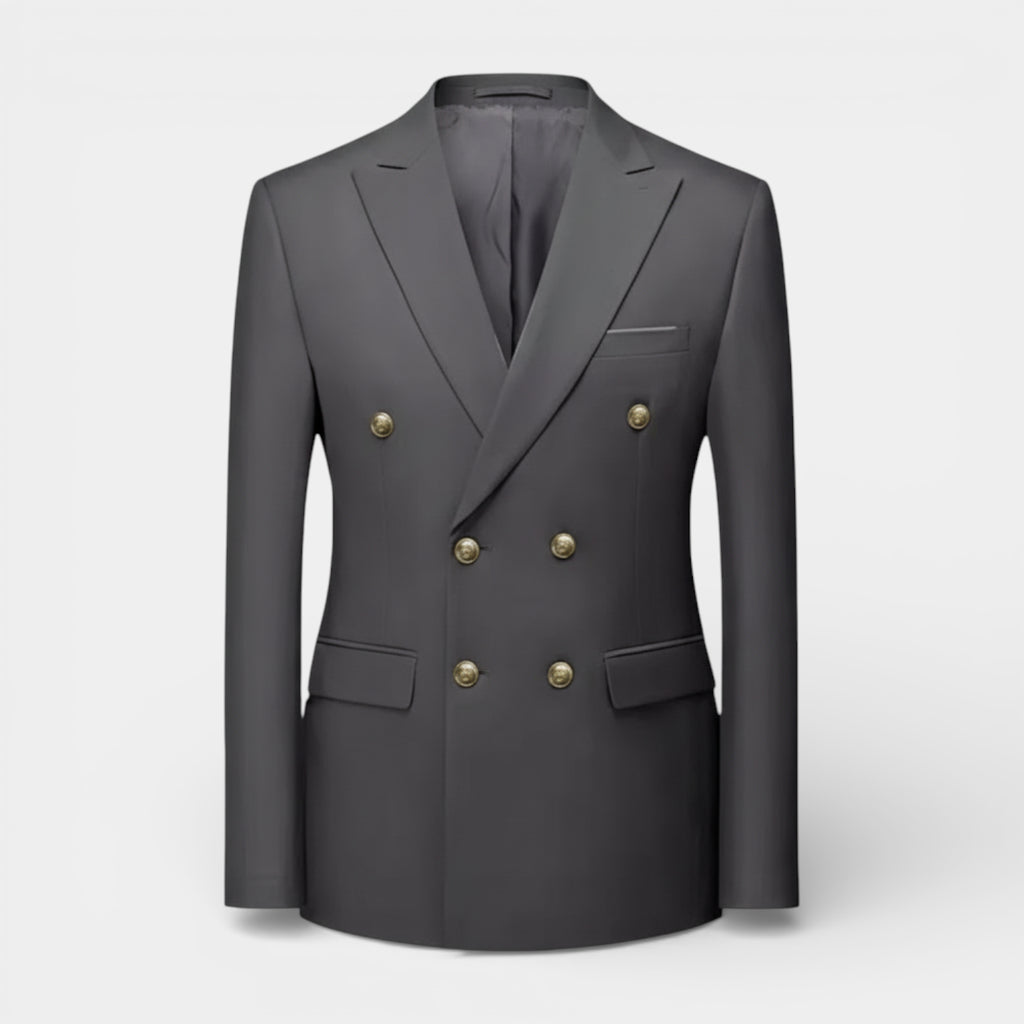 Double Breasted Suit Jacket Peak Lapel Regular Fit for Men