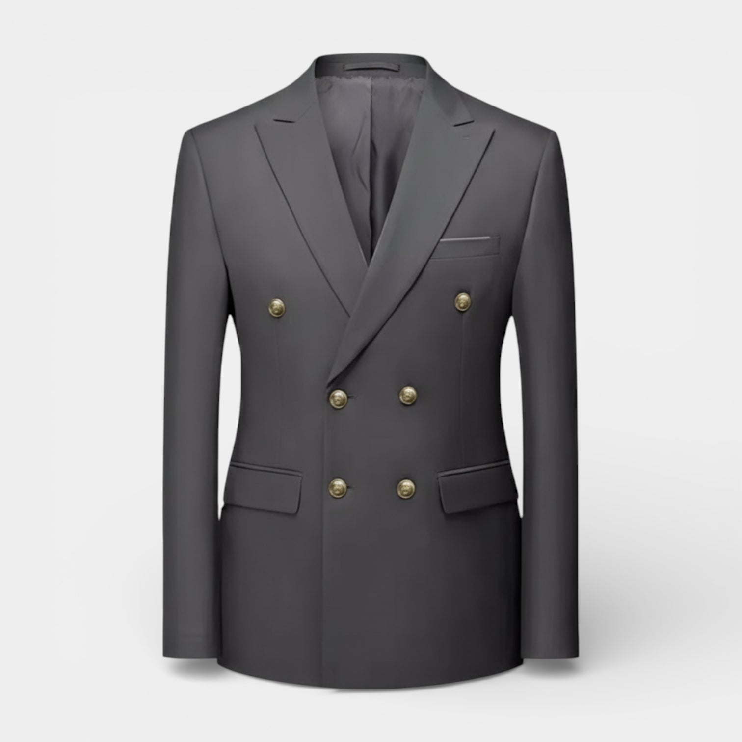Double Breasted Suit Jacket Peak Lapel Regular Fit for Men