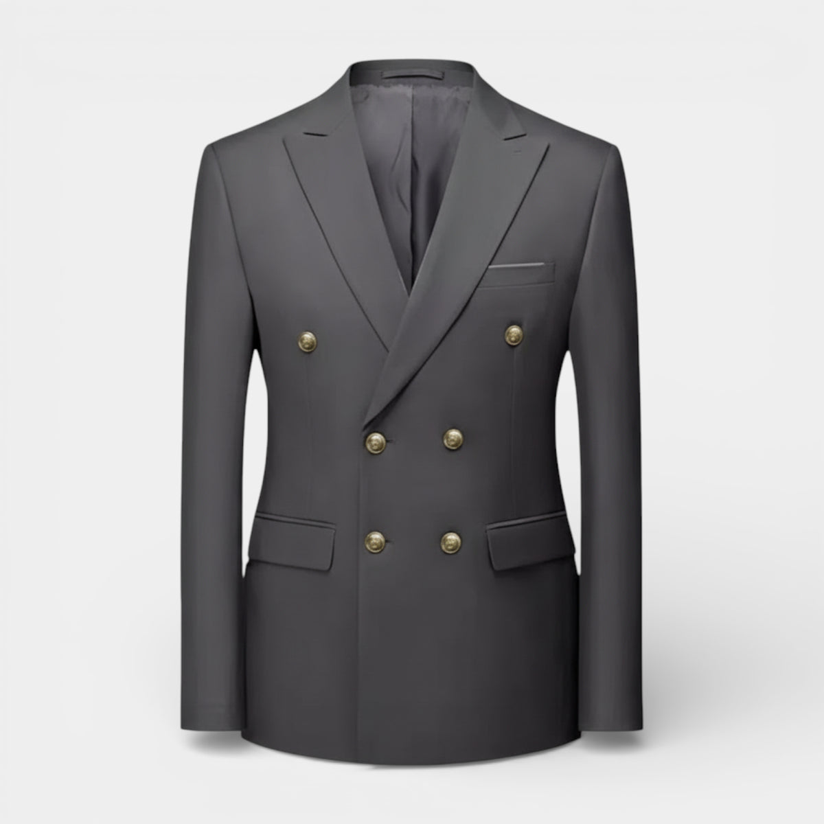 Double Breasted Suit Jacket Peak Lapel Regular Fit for Men