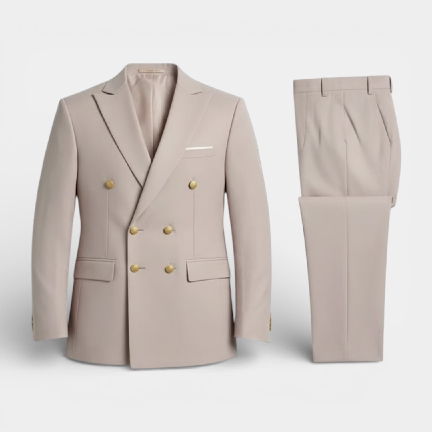 Double Breasted Suit Jacket Peak Lapel Regular Fit for Men