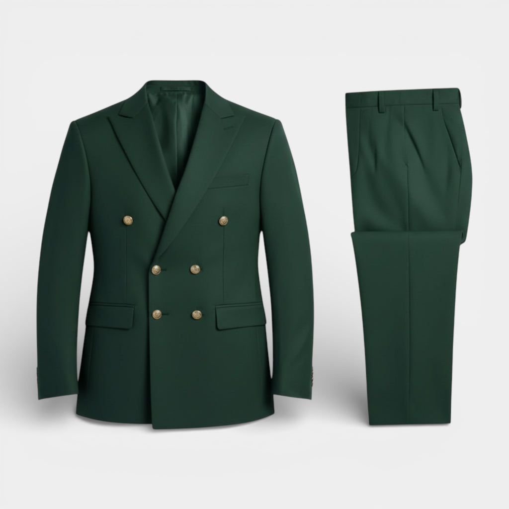 Double Breasted Suit Jacket Peak Lapel Regular Fit for Men